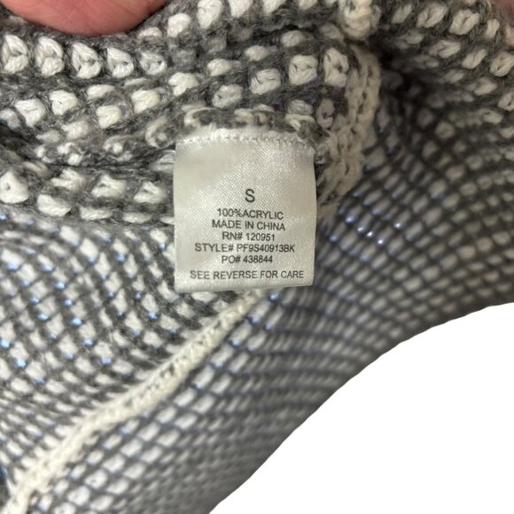 Pink Rose Womens Open-Front Cardigan Sweater S 100% Acrylic Gray/White Knit Cozy - Picture 10 of 11